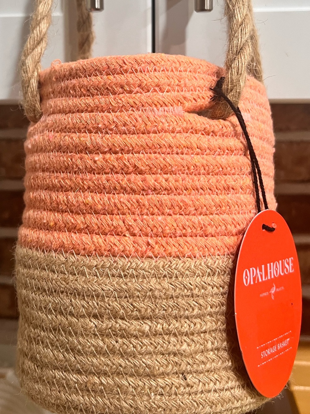 Opalhouse Peach and Natural Rope Bucket Crossbody Bag